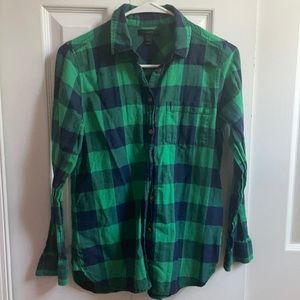 Jcrew blue and green plaid button down